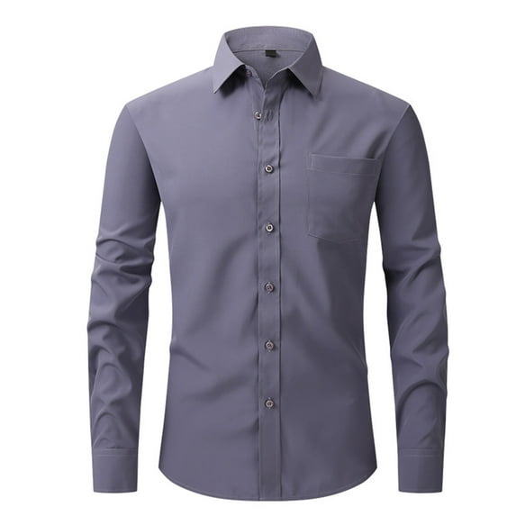Moxiu Mens Dress Shirts Long Sleeve Wrinkle Free Stretch Business Casual Dress Shirts Solid Color Formal Slim Fit Button Down Work Shirts 2025 Dark Gray,XXL