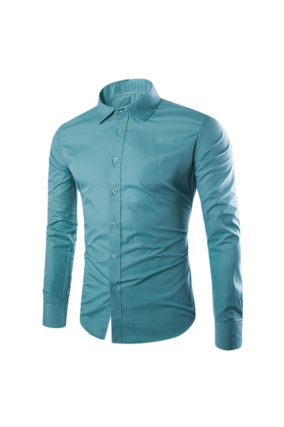 Mens Dress Shirts Wrinkle Free Long Sleeve Stretch Business Casual Dress Shirts Solid Color Formal Slim Fit Button Down Work Shirts 2025 Green,M