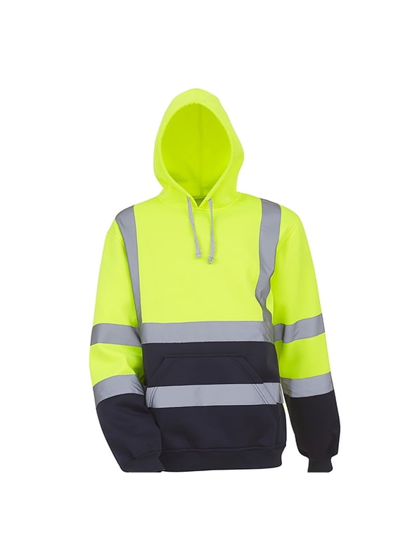 Mens Safety Hoodie High Visibility Reflective Hoodies Class 3 Safety Sweatshirts with Pockets Work Construction Safety 2026 Green,XL