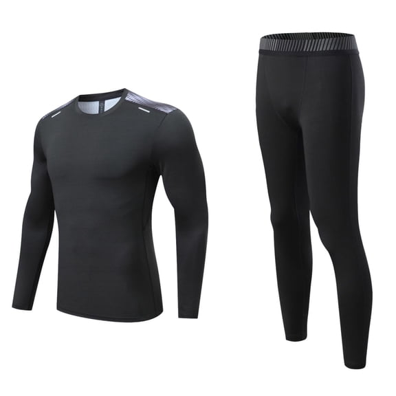 Moxiu Mens Workout Set Compression Sports Running Set Compression Shirt + Pants Skin-Tight Long Sleeves Quick Dry Fitness Tracksuit Gym 2025 Black,XL