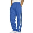 thumbnail image 1 of Moxiu Open Hem Sweatpants Men Bottom Baggy Sweat Pants Straight Leg Fleece Joggers Drawstring Gym Athletic Pants with Pockets Blue,XXL, 1 of 6