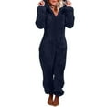 thumbnail image 1 of Moxiu Pajamas for Women Plush Hooded Jumpsuit Plus Size Casual Winter Warm Long Sleeve Fleece Cute Cap Romper Sleepwear Lounge Homewear, 1 of 7