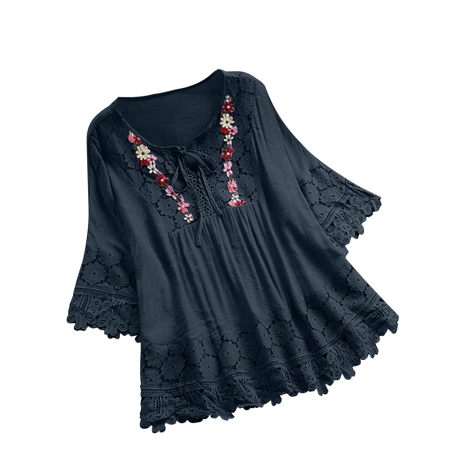 Women's Cotton And Linen Tassel Lace-up Embroidered Shirt Embroidered Trousers main image 1