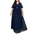 thumbnail image 1 of Moxiu Plus Size Lace Chiffon Wedding Guest Dresses Women Cocktail Party Midi Dress Half Sleeve Mother of The Bride Dresses Formal Evening Gowns Blue,XXL, 1 of 5