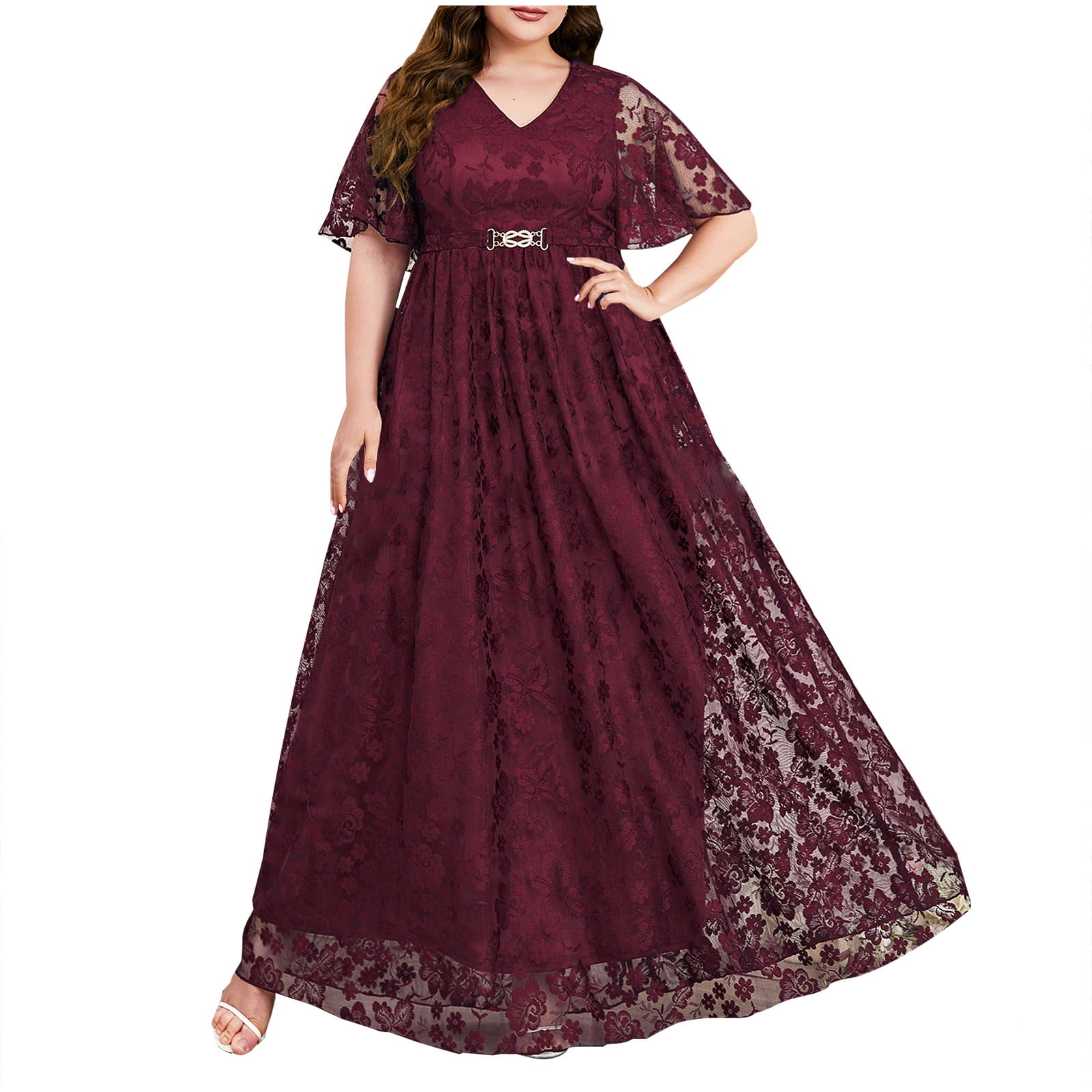 chinese dress ladies Self Portrait 006 Lace Peplum Dress Midi Dress in Burgundy – shopatanna main image 0