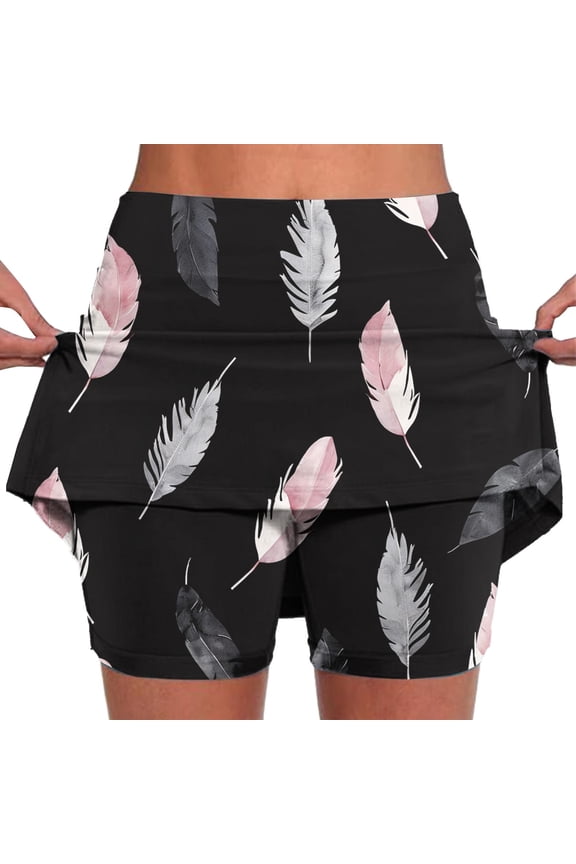 Plus Size Skorts for Curvy Women High Waisted Casual Athletic Tennis Golf Skirts with Shorts Retro Boho Floral Print Tummy Control Skort 2025 Multicolor,L