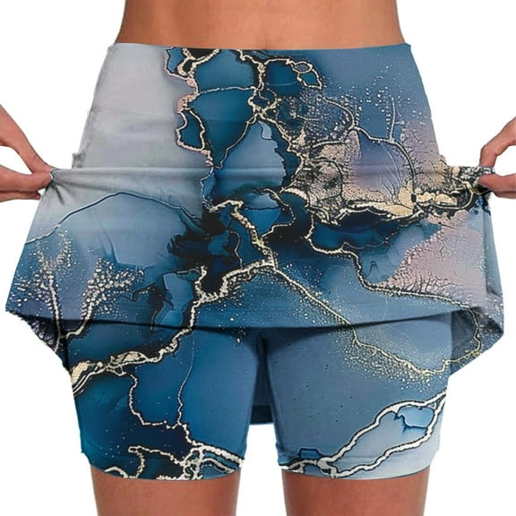 Moxiu Plus Size Skorts for Curvy Women High Waisted Casual Athletic Tennis Golf Skirts with Shorts Retro Boho Floral Print Tummy Control Skort 2025 Multicolor,M