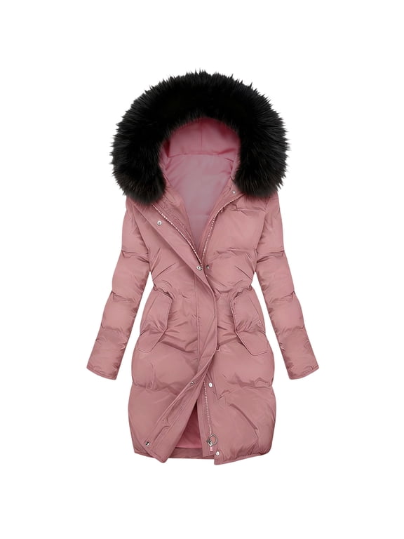 Plus Size Womens 2026 Long Puffer Down Winter Coats Lightweight Quilted Packable Warm Thicken Parkas Jacket Pink,S