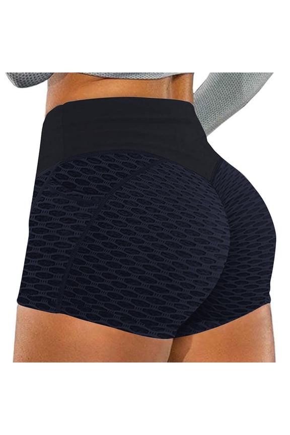 Scrunch Booty Shorts for Women Workout Gym Butt Lifting Yoga Textured Leggings Shorts Ruched Biker Shorts Fitness Shorts 2025 Black,L