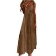 thumbnail image 1 of Moxiu Summer Maxi Dresses for Women 2025 Trendy Beach Vacation Sundress Dressy Casual Loose Fit Spaghetti Strap V Neck Lace Eyelet Dress Khaki,XL, 1 of 6