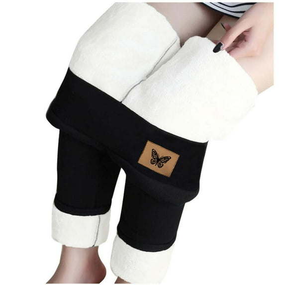Moxiu Super Thick Fleece Leggings for Women Winter High-Waisted Leggings Lined Warm Pants Elastic Slim Workout Yoga Tight 2025 Black,S