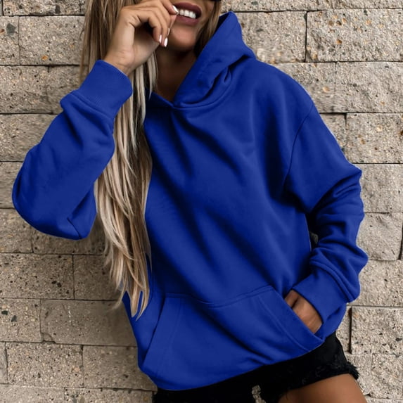 Moxiu Sweatshirt for Women Casual Long Sleeve Oversized Tops Trendy Crewneck Pullover Classic Solid Comfy Blouse