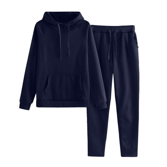 Moxiu Sweatsuits Women 2 Piece Outfit Fleece Oversized Hoodie Joggers Sweatpants Track Suits Matching Lounge Pants Sets Navy,XXL