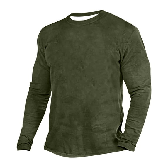 Moxiu T-Shirts for Men Basic Spring Casual Shirts Long Sleeve Crew Neck Solid Color Tops Big and Tall Workout Tees 2025 Army Green,XXL