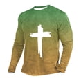 thumbnail image 1 of Moxiu T-Shirts for Men Jesus Cross Faith Casual Shirts Gradient Long Sleeve Crew Neck Christian Tops Big and Tall Graphic Tees 2025 Green,XXXXXL, 1 of 3