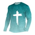 thumbnail image 1 of Moxiu T-Shirts for Men Jesus Cross Faith Casual Shirts Gradient Long Sleeve Crew Neck Christian Tops Big and Tall Graphic Tees 2025 Mint Green,XXXXXL, 1 of 3