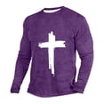 thumbnail image 1 of Moxiu T-Shirts for Men Jesus Cross Faith Casual Shirts Slim Long Sleeve Crew Neck Christian Tops Big and Tall Graphic Tees 2025 Purple,XXL, 1 of 3