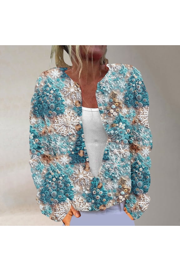 Ugly Christmas Cardigan Women Sweaters Long Sleeve Funny Xmas Tree Print Button Cardigans Fall Winter Knitted Outerwear 2025