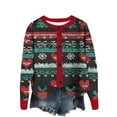 thumbnail image 1 of Moxiu Ugly Sweater Cardigan for Women Cute Funny Xmas Theme Print Button Open Front Casual Knitted Outwear Long Sleeves Black,XL, 1 of 4