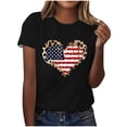 thumbnail image 1 of Moxiu Woman Fourth of July Shirt American Flag Summer Tops Round Neck Short Sleeve T Shirt Top Patriotic T-Shirt 2025 Black,XL, 1 of 4