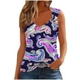 thumbnail image 1 of Moxiu Women O Ring Shoulder Cute Tank Tops Casual Summer Casual Loose Fit Sleeveless Shirt Graphic Print Notched Neck Tee 2025 Purple,XXL, 1 of 4