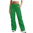 thumbnail image 1 of Moxiu Women Sweat Pants Cargo Wide Leg High Waisted Joggers Baggy Drawstring Athletic Trousers Sweatpant with Pockets Green,XL, 1 of 7