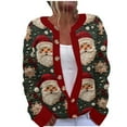 thumbnail image 1 of Moxiu Women Ugly Christmas Cardigan Sweaters for Women Long Sleeve Funny Xmas Tree Print Button Cardigans Fall Winter Knitted Outerwear 2025, 1 of 5