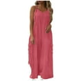 thumbnail image 1 of Moxiu Women's Baggy Oversized Overalls Adjustable Strap Loose Wide Leg Cargo Jumpsuits Flowy Long Pants Rompers with Pockets Pink,XXL, 1 of 7