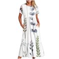 thumbnail image 1 of Moxiu Women's Beach Dresses Casual Summer Midi Dress,Short Sleeve Round Neck Swing Dress Fit & Flare Flowy Tiered Maxi Bohemian Sundress with Pockets, 1 of 5
