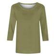 thumbnail image 1 of Moxiu Women's Dressy Tops 3/4 Sleeve Fitted Shirts for Women Elbow Round Neck Solid Color Blouses Spring Basic Loose Fit T Shirts Tunic Top 2025 Army Green,XXL, 1 of 5