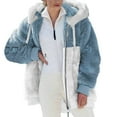 thumbnail image 1 of Moxiu Women's Fleece Coats Plus Winter Fuzzy Jacket Hooded Patchwork Color Block Cardigan Coats Oversized Fluffy Sherpa Outerwear with Pockets 2025 Blue,M, 1 of 7