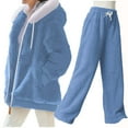 thumbnail image 1 of Moxiu Women's Fleece Winter 2 Piece Outfits 2025 Full Zip Oversized Plush Hooded Coat Fuzzy Pants Soft Lightweight Loungewear Sky Blue,S, 1 of 9
