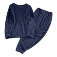 thumbnail image 1 of Moxiu Women's Fuzzy Fleece Pajama Sets Cozy Warm 2-Piece Winter Sleepwear with Pockets Dark Blue,M, 1 of 5