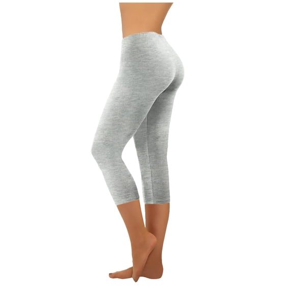 Moxiu Women's High Waisted Tummy Control Yoga Capri Leggings Solid Color Non See Through Stretch Soft Gym Workout Tights 2026 Gray,XL