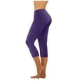 thumbnail image 1 of Moxiu Women's High Waisted Tummy Control Yoga Capri Leggings Solid Color Non See Through Stretch Soft Gym Workout Tights 2026 Purple,M, 1 of 9