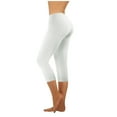 thumbnail image 1 of Moxiu Women's High Waisted Tummy Control Yoga Capri Leggings Solid Color Non See Through Stretch Soft Gym Workout Tights 2026 White,S, 1 of 9