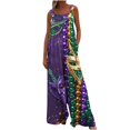 thumbnail image 1 of Moxiu Women's Mardi Gras Jumpsuit Holiday Jumpsuits Dressy Casual Carnival Graphic Overalls Loose Wide Leg Rompers with Pockets 2025 Multicolor,S, 1 of 7