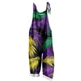 thumbnail image 1 of Moxiu Women's Mardi Gras Jumpsuit Wide Leg Patchwork Sequin Graphic Overalls Plus Size Adjustable Strappy Loose Fit Rompers 2025 Multicolor,S, 1 of 5