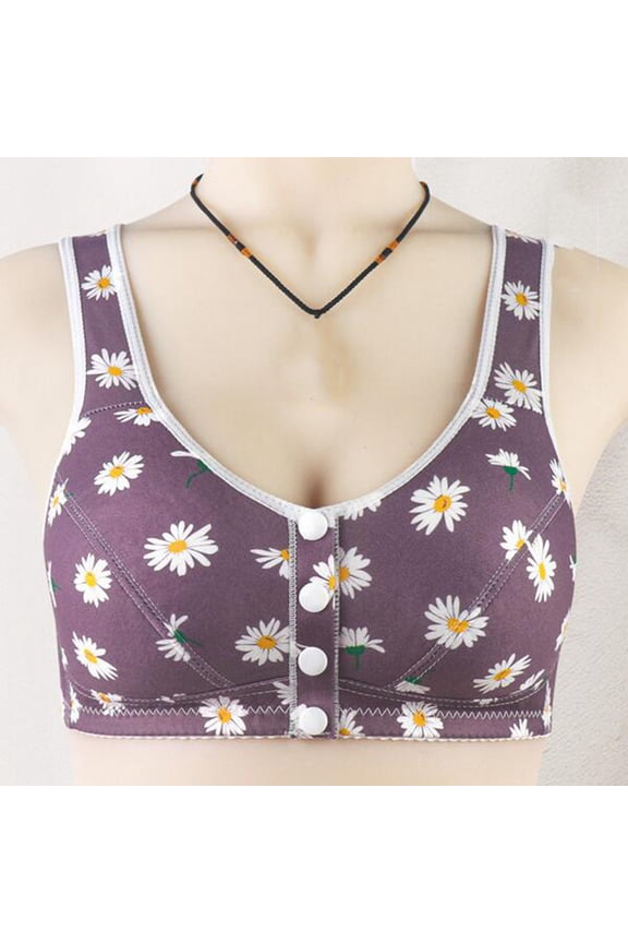 Women's No Underwire Front Buckle Nursing Bras,Full Coverage Vest Bra Moderate Support Thin Cups Underwear Adjustable Seamless Mom's Bra