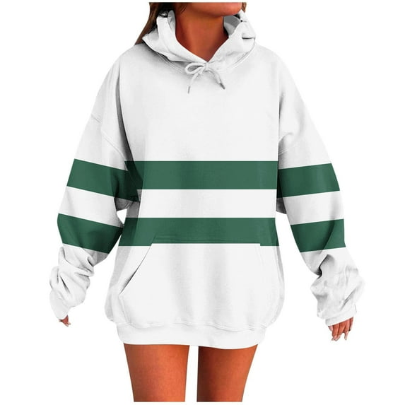 Moxiu Women's Oversized Hoodies Pullover Color Block Hoodie Fall Winter Fleece Hooded Sweatshirts Tops with Pocket 2025 White,L