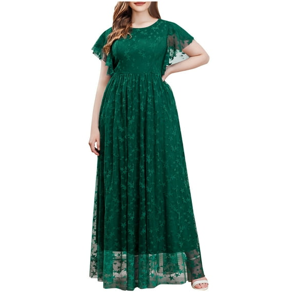 Moxiu Women's Plus Size Boho Floral Maxi Dress Curvy Short Sleeve Loose V Neck Flomal Long Dress Summer Wrap Empire Waist Long Dress 2025 Green,XXXXL