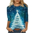 thumbnail image 1 of Moxiu Women's Plus Size Christmas T-Shirts Merry Christmas Shirt 3/4 Length Sleeve Womens Blouse Holiday Santa Claus Xmas Tree Graphic Printed Tshirts Tops 2024 Multicolor,XXL, 1 of 4