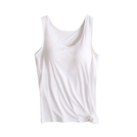 Moxiu Women's Plus Size Modal Padded Racerback Built-in Bra Yoga Workout Basic Camisole Tank Top White,M