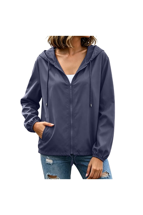 Women's Lightweight Rain Coats for Summer Windbreaker Waterproof Raincoat Cycling Running Hiking Gear Hood Packable Navy,XL