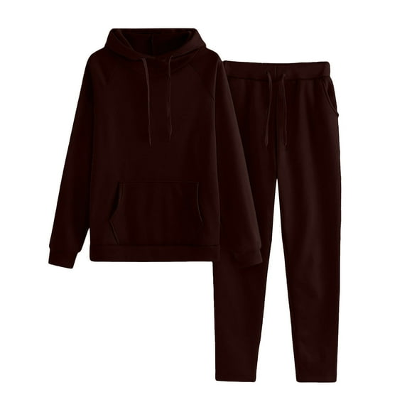 Moxiu Women's Sweatsuits 2 Piece Fall Winter Lounge Hoodie Sets Oversized Sweatshirt Jogger Sweatpants Tracksuit Two Piece Workout Sets Brown,XXXL