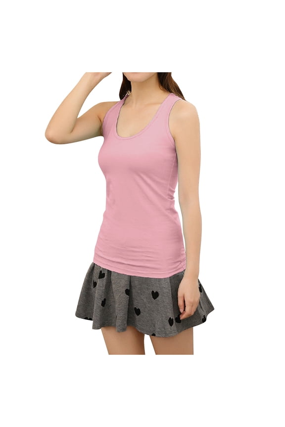 Women's Tank Tops Summer Casual Basic Sleeveless Racerback Top Stretchy Cotton Lightweight Undershirt Workout Yoga Shirt Pink,S