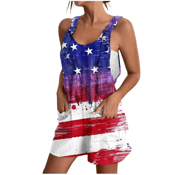 Moxiu Womens American Flag Overalls Shorts 4th of July Sleeveless Festival Patriotic Rompers Loose Independence Day Adjustable Strap Short Overall 2025 White,S