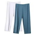 thumbnail image 1 of Moxiu Womens Capri Sleep Pants Pack of 2 Capris Pants for Women Plus Size High Waisted Pajama Pants Capri Length Pjs Bottoms Sleep Lounge Pants 2025 Navy,XXXXXL, 1 of 2