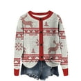 thumbnail image 1 of Moxiu Womens Christmas Cardigan Sweaters Funny Cute Xmas Theme Print Button Open Front Casual Knitted Outwear Long Sleeves Khaki,S, 1 of 4