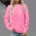 thumbnail image 1 of Moxiu Womens Crewneck Sweatshirts for Women Solid Color Oversized Tunic Sweatshirt Basic Winter Jumper Long Sleeve Loose Pullover Tops 2024 Pink,XL, 1 of 4
